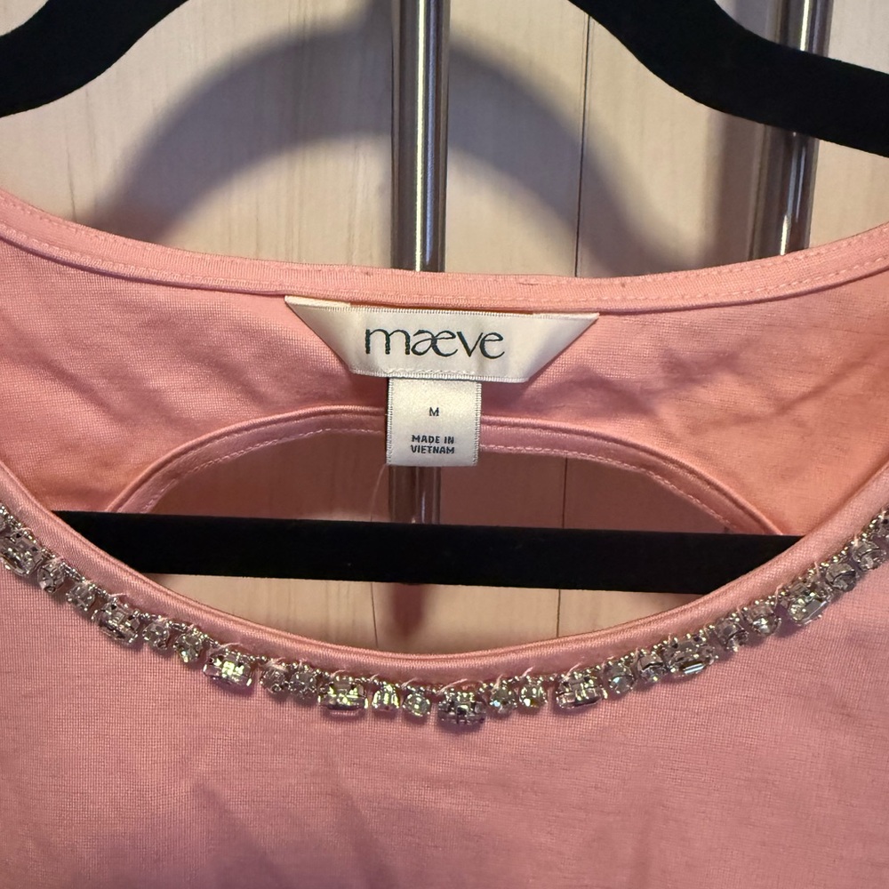 Maeve Pink Jeweled-Neck Sleeveless Top - Picture 6 of 8